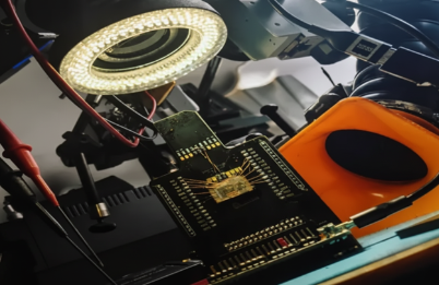 MicroSD card pin-out board showing chip-off recovery process